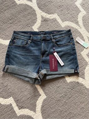 Vigoss Dark Blue Rolled Cuff Denim Shorts